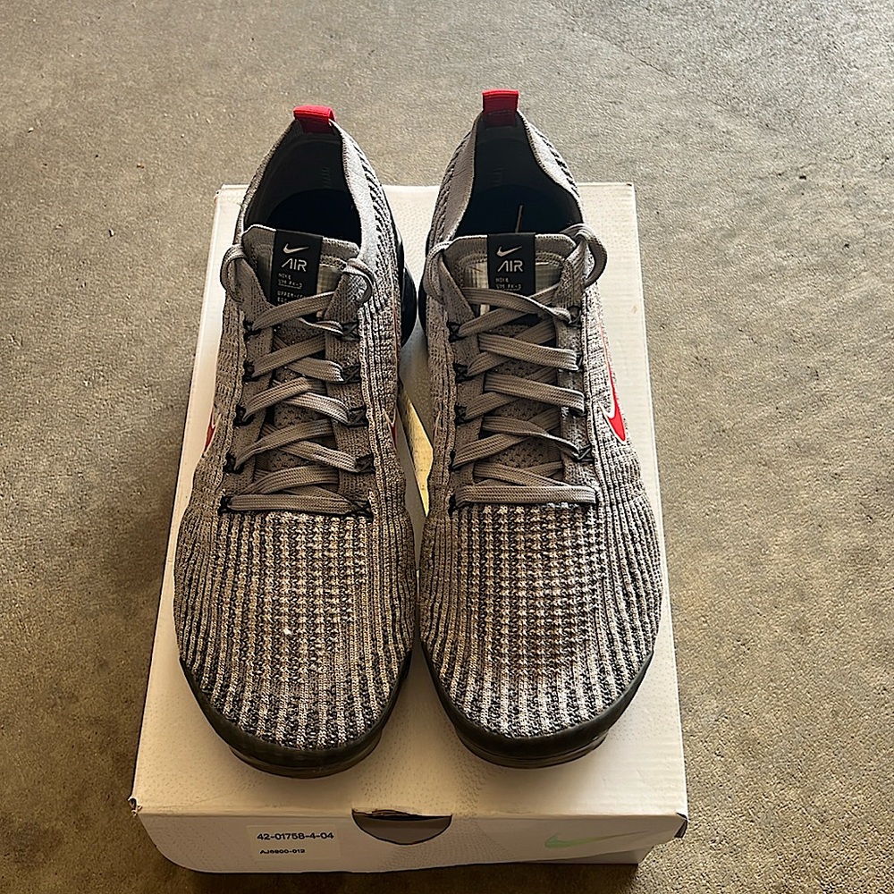Nike Vapormax Flyknit- Grey, Black and Red